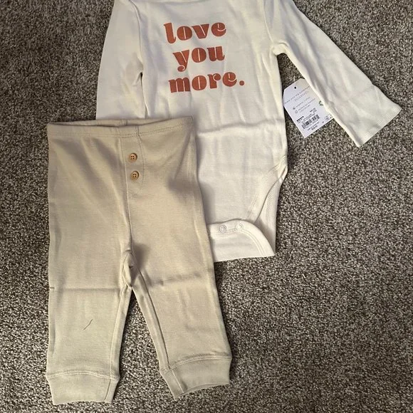 BABY LITTLE CO "LOVE YOU MORE" BODYSUIT & PANTS SIZE 6M  #K40 - Picture 2 of 2